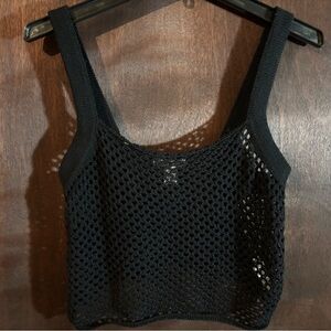 Charlotte Russe Black Mesh Crop Tank Top